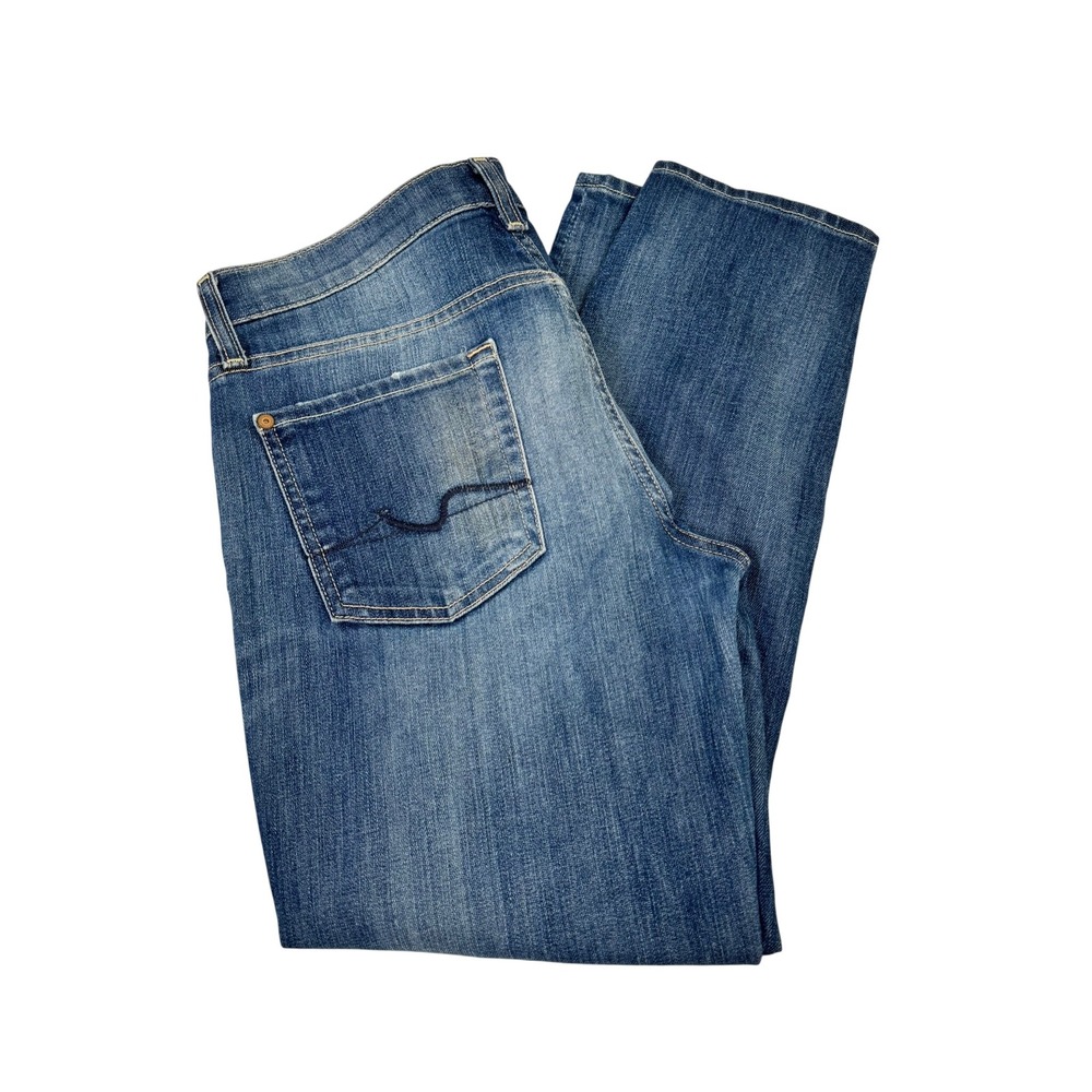 7 For All Mankind Roxanne Crop Jeans Medium Wash Slim Fit Denim Size 30